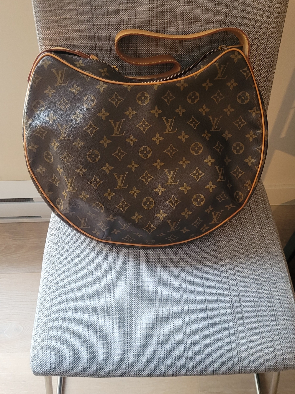 Louis Vuitton Monogram Crescent Shoulder Bag in Brown and Tan Leather Trim